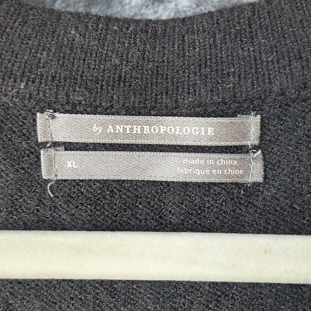 Anthropologie Black V-Neck Sweater with Buttons - Picture 2 of 6